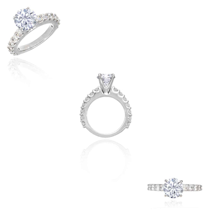 3.50CTW Natural Diamond & Moissanite 14K Gold White Engagement Ring