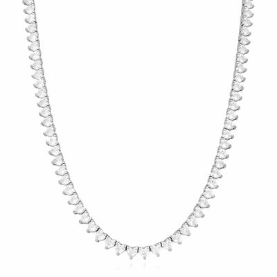 Heart-Cut CZ 5mm Sterling Silver Tennis Necklace 16"