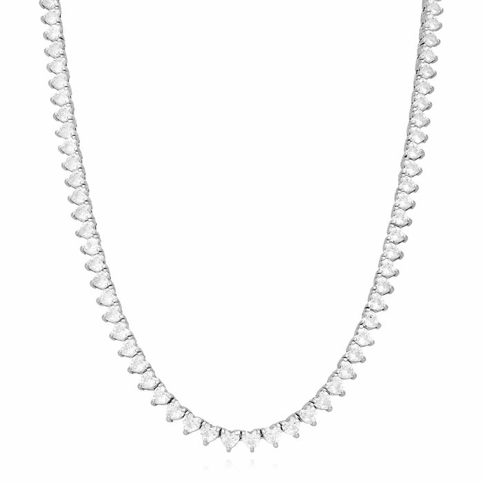 Heart-Cut CZ 5mm Sterling Silver Tennis Necklace 16"