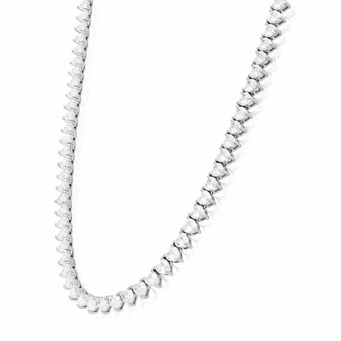 Heart-Cut CZ 5mm Sterling Silver Tennis Necklace 16"