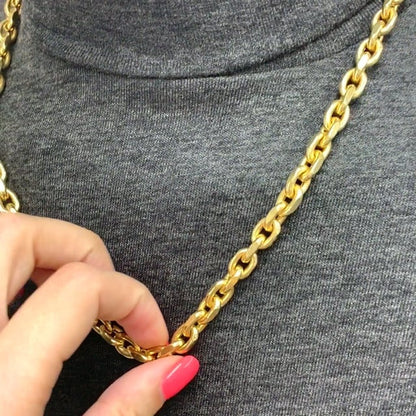 14K Yellow Gold 7.5mm Diamond Cut Cable  Chain Necklace 22" 24" 26"