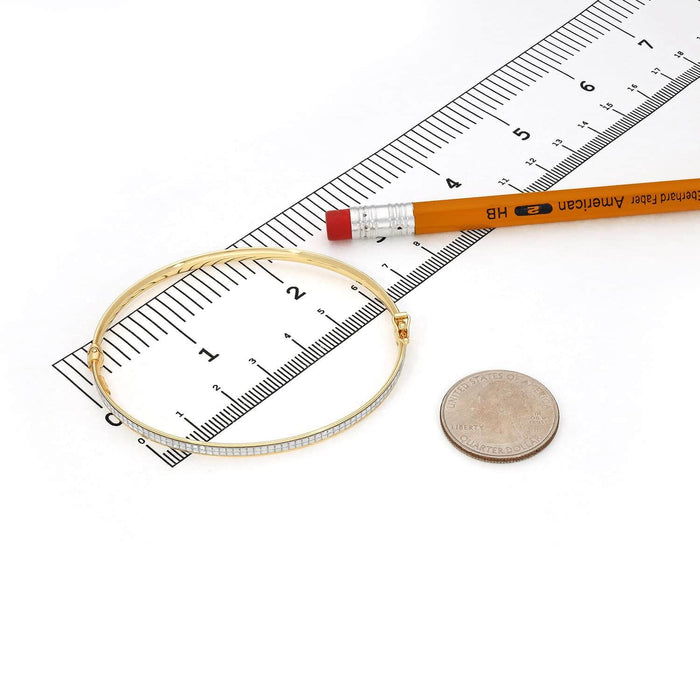 10K Yellow Gold 4mm Diamond-Cut Pave Eternity Bangle Bracelet (Hollow) 7.25"