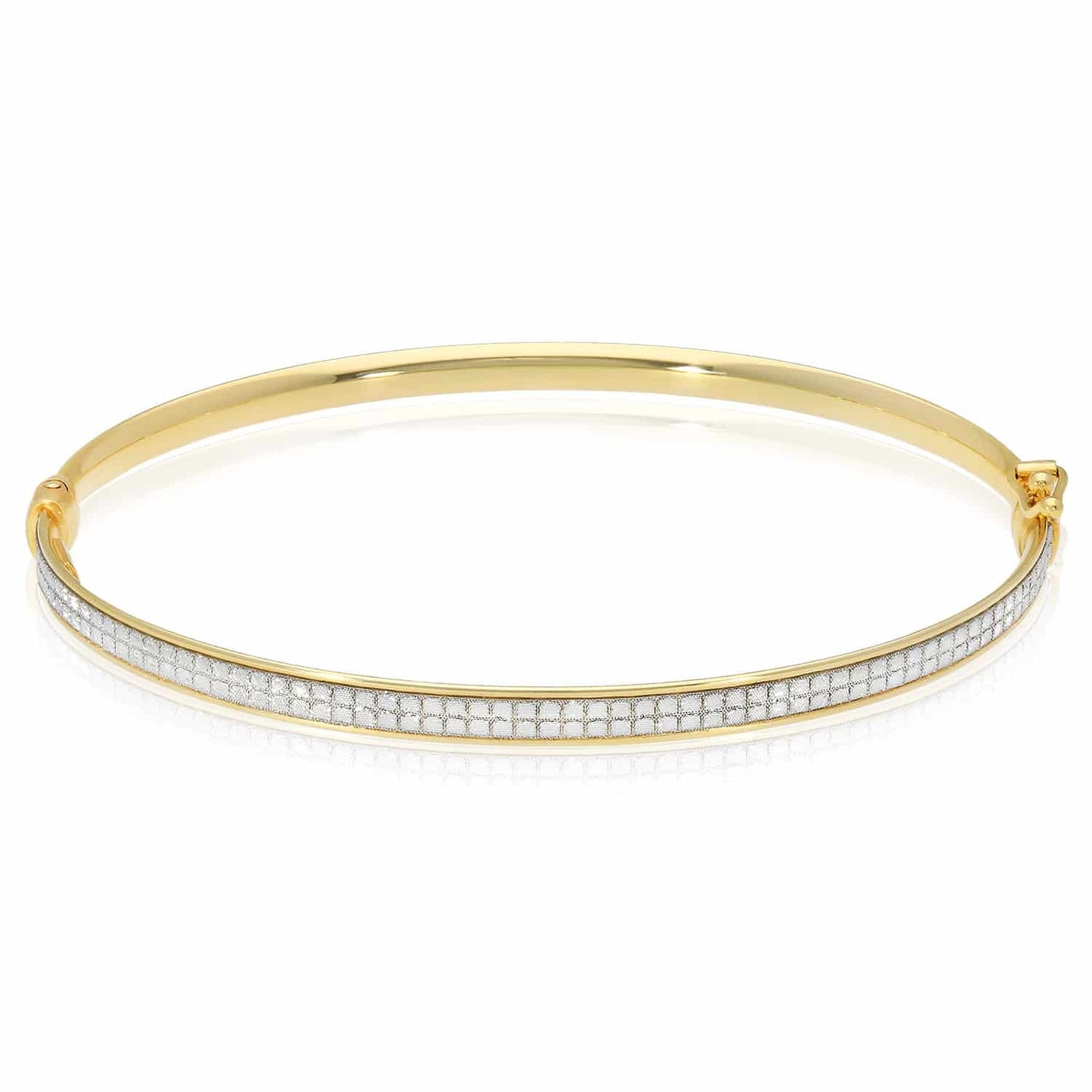 10K Gold 4mm Diamond-Cut Pave Eternity Bangle Bracelet 7.25"