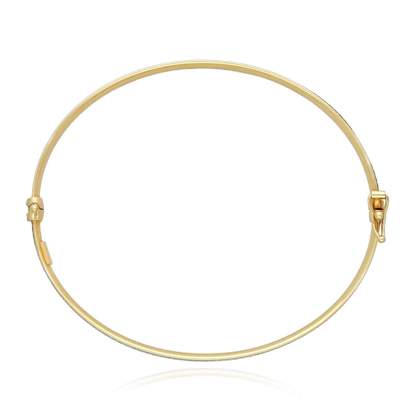 10K Gold 4mm Diamond-Cut Pave Eternity Bangle Bracelet 7.25"