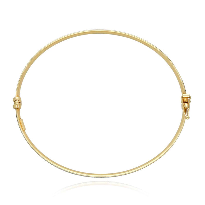 10K Yellow Gold 4mm Diamond-Cut Pave Eternity Bangle Bracelet (Hollow) 7.25"