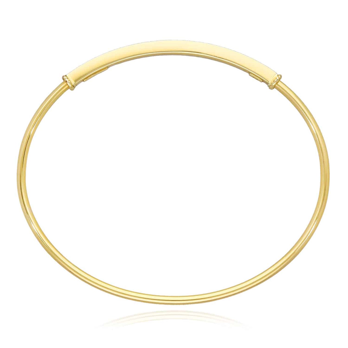 10K Gold Yellow 2mm Diamond-Cut Bar Bangle Bracelet 7"