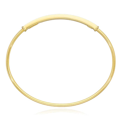 10K Gold Yellow 2mm Diamond-Cut Bar Bangle Bracelet 7"