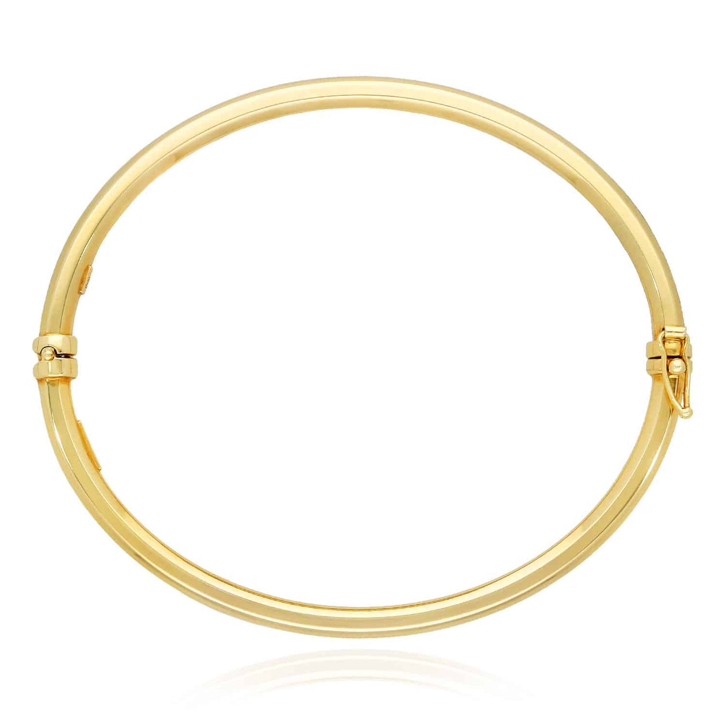 10K Gold Channel Diamond-Cut Eternity 3.7mm Bangle Bracelet w/ Side Lock 7.5"