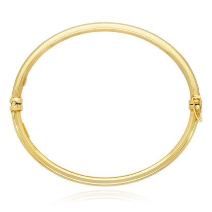 10K Gold Channel Diamond-Cut Eternity 3.7mm Bangle Bracelet w/ Side Lock 7.5"