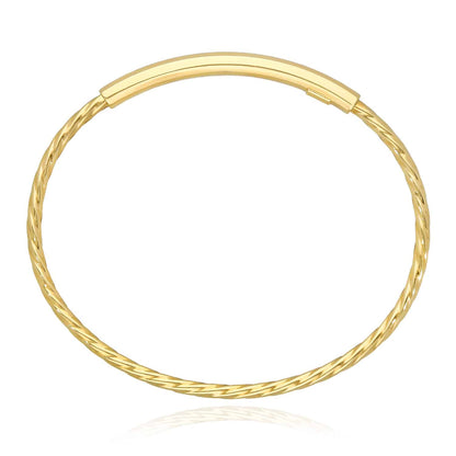 10K Gold 2.6mm Twisted Tube Bar Bangle Bracelet 7.25"