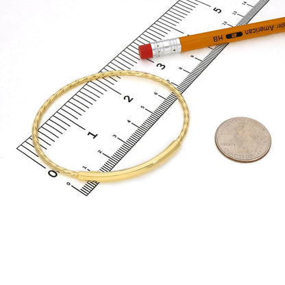 10K Gold 2.6mm Twisted Tube Bar Bangle Bracelet 7.25"