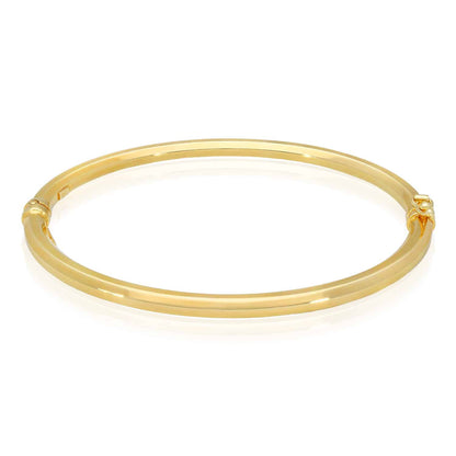 10K Gold 4mm Diamond-Cut Tube Hinged Side Clasp Bangle Bracelet 7.5"