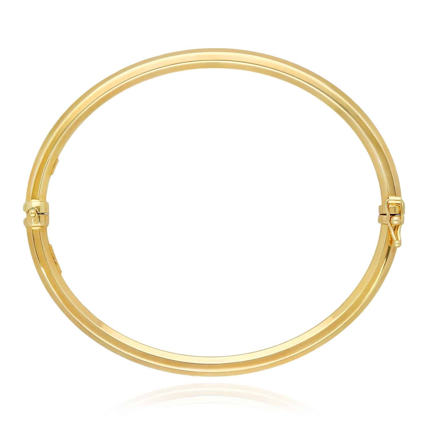 10K Gold 4mm Diamond-Cut Tube Hinged Side Clasp Bangle Bracelet 7.5"