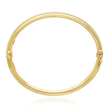 10K Gold 4mm Diamond-Cut Tube Hinged Side Clasp Bangle Bracelet 7.5"