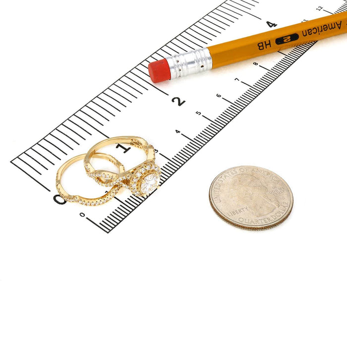 2.05CTW Natural Diamond & Moissanite Twisted Shank Halo 14K Gold Bridal Ring Set