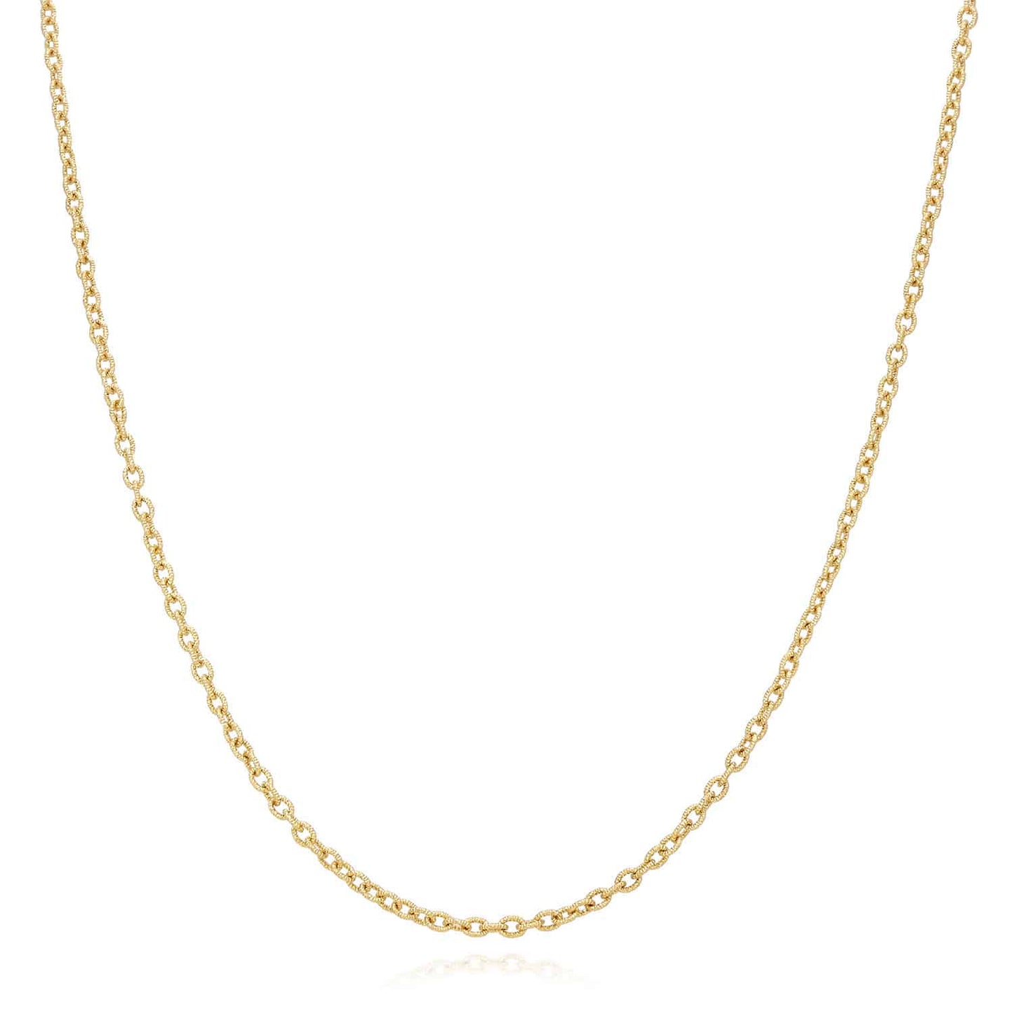 14K Gold 2mm Diamond-Cut Cable Chain 16"-18"