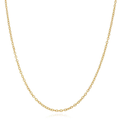 14K Gold 2mm Diamond-Cut Cable Chain (Solid Links) 16"-18"