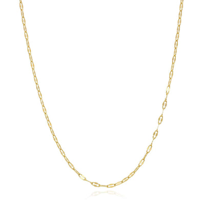 14K Gold 2mm Italian Oval Mirror Chain (Solid Links) 16"-18"