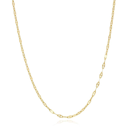 14K Gold 2mm Italian Oval Mirror Chain Necklace 16"-18"