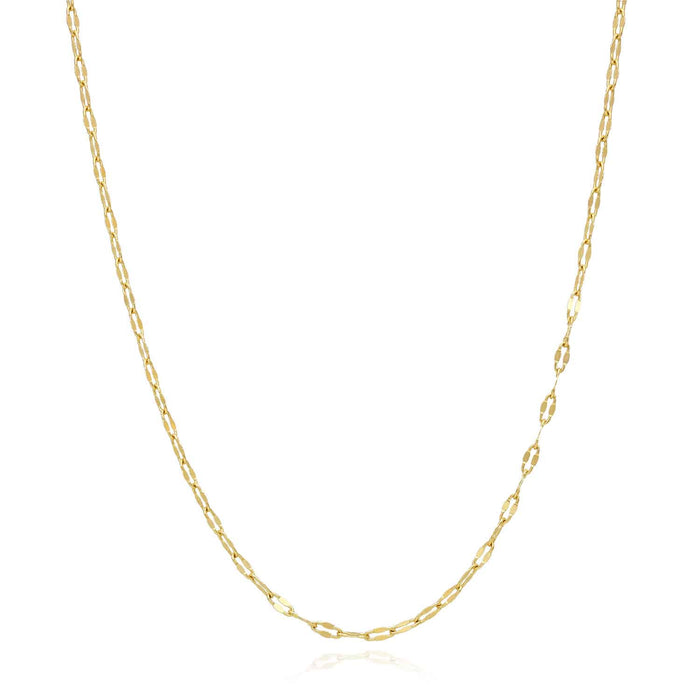 14K Gold 2mm Italian Oval Mirror Chain (Solid Links) 16"-18"