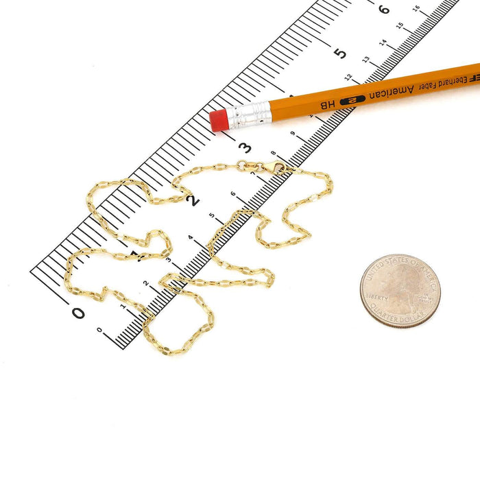 14K Gold 2mm Italian Oval Mirror Chain (Solid Links) 16"-18"