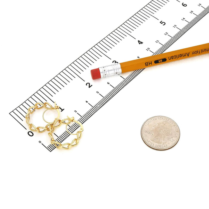 10K Gold Twisted And Faceted Link Oval Hoop Earrings 20mm