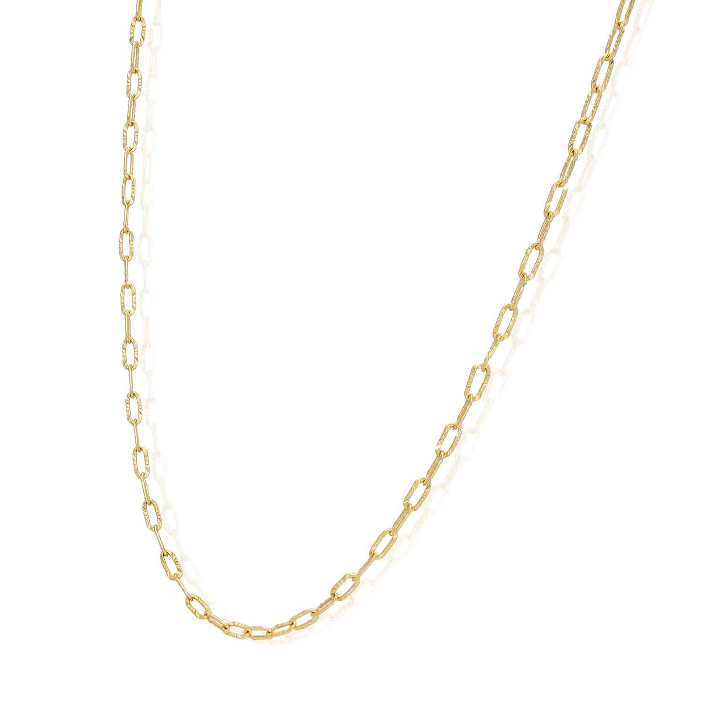 14K Yellow Gold 2mm Diamond-Cut Paperclip Chain Necklace 16" 18"