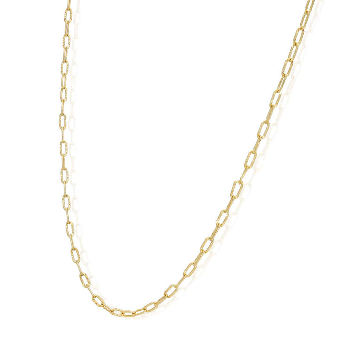 14K Yellow Gold 2mm Diamond-Cut Paperclip Chain (Solid Links) 16"-18"