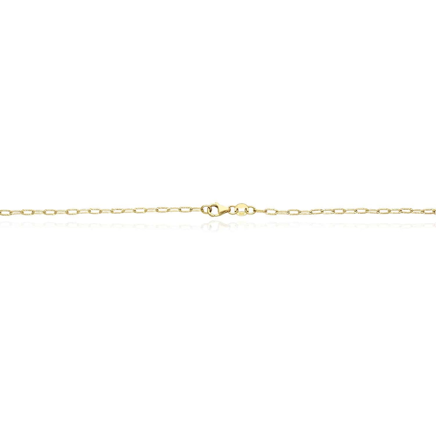 14K Yellow Gold 2mm Diamond-Cut Paperclip Chain Necklace 16" 18"