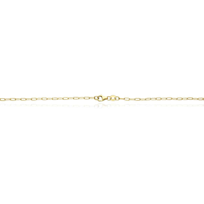 14K Yellow Gold 2mm Diamond-Cut Paperclip Chain (Solid Links) 16"-18"