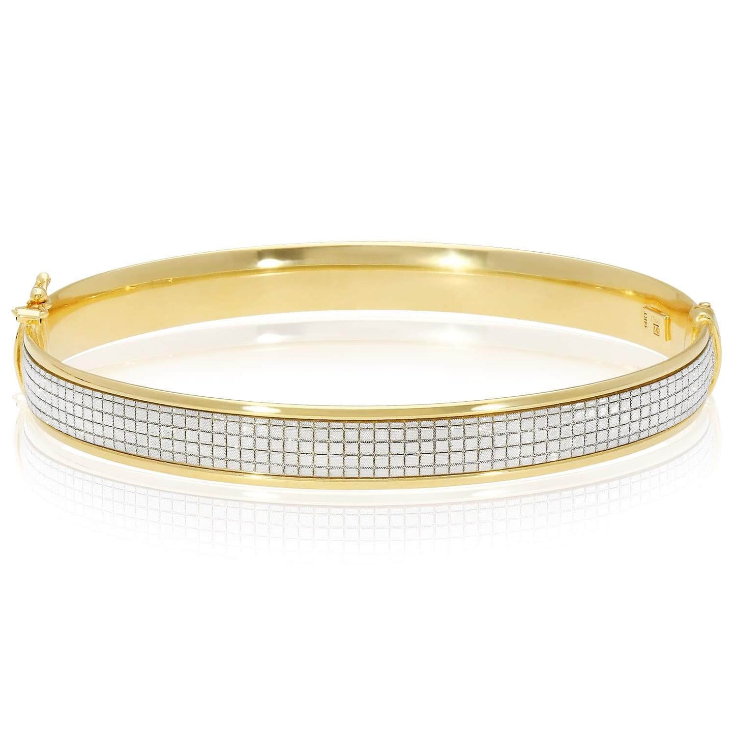 14K Gold 8mm Princes Diamond-Cut All-Around Bangle Bracelet 7.25"