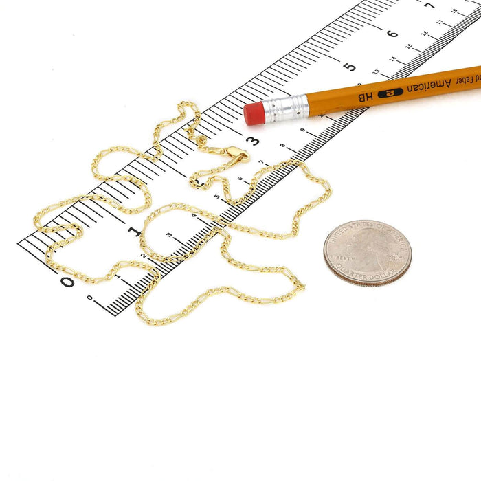 10K Yellow Gold 2mm Figaro Chain (Hollow) 16"-26"