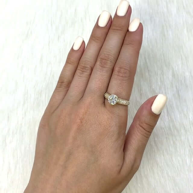 2.10Ct Round-Cut CZ Engagement Ring 14K Yellow Gold