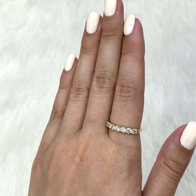 0.50Ct CZ Half Eternity Wedding Ring 14K Yellow Gold