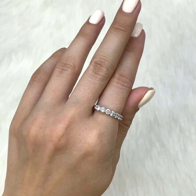 0.50Ct CZ Half Eternity Wedding Ring 14K Gold White