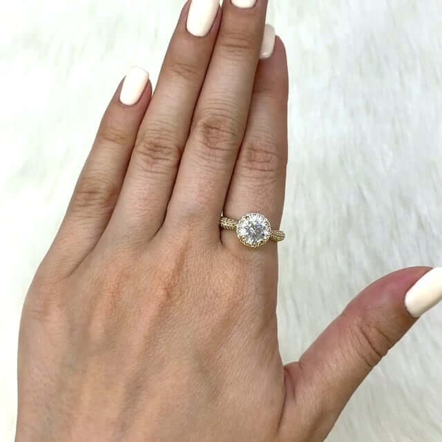 14K Gold 2.35TCW CZ Round Halo Engagement Ring