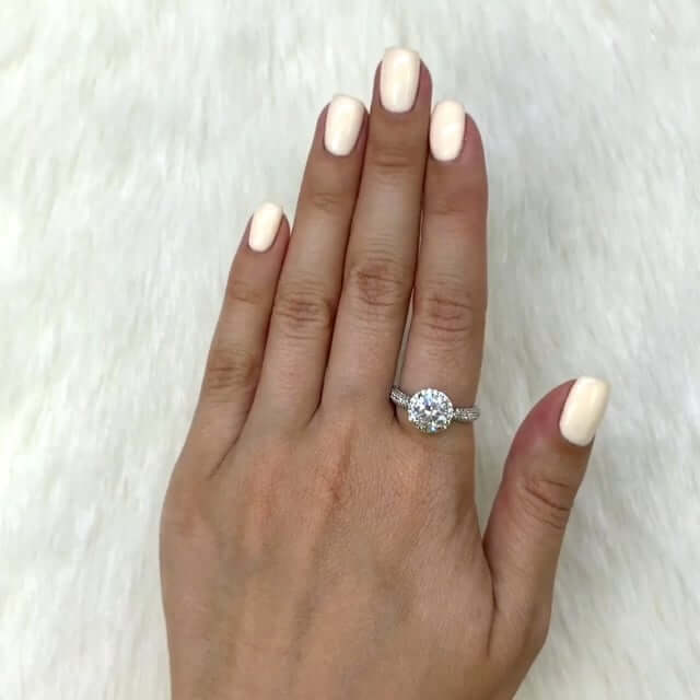 2.35Ct CZ Round Halo Engagement Ring 14K Gold White