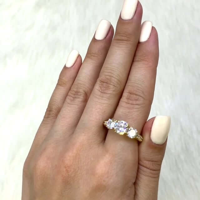 2.75CTW CZ 14K Yellow Gold Vintage-Antique-Style Engagement Ring