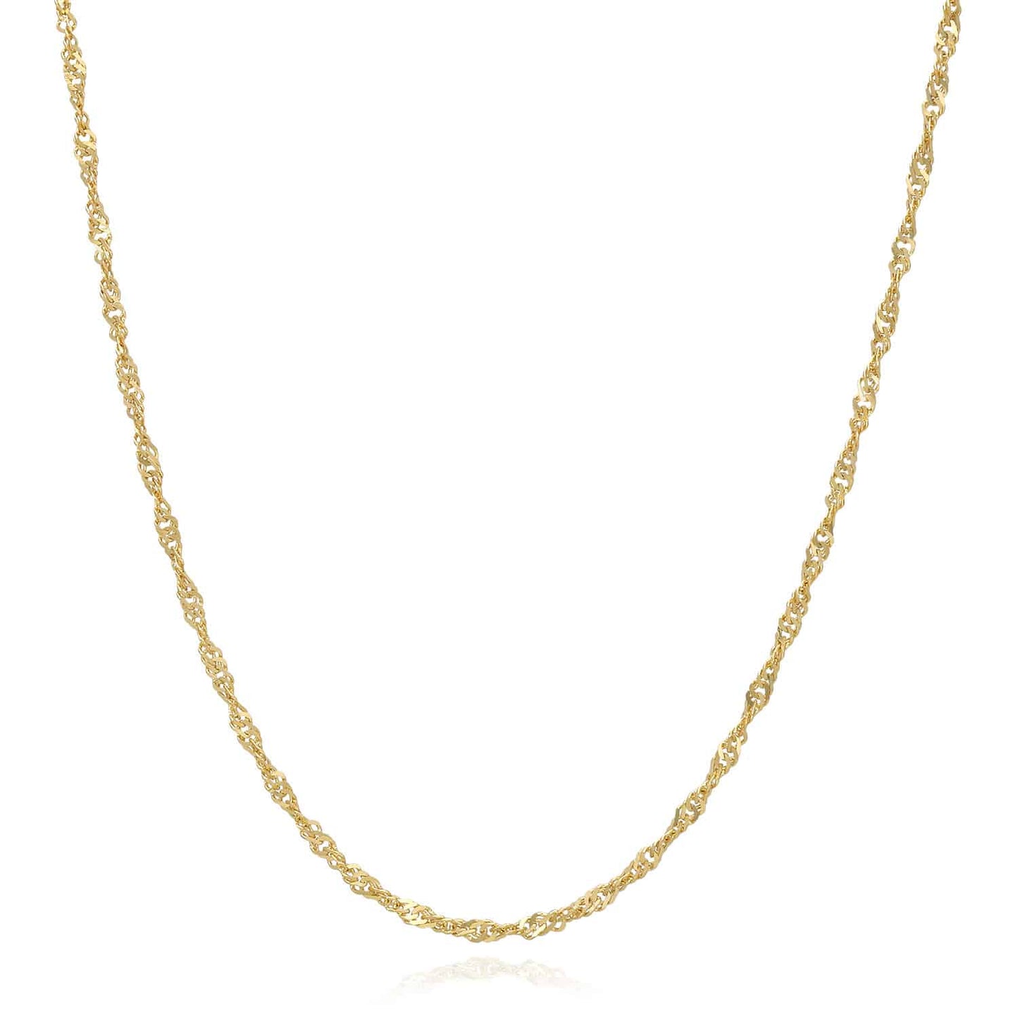 Solid 14K Gold 2mm Singapore Chain Necklace 16"-24"