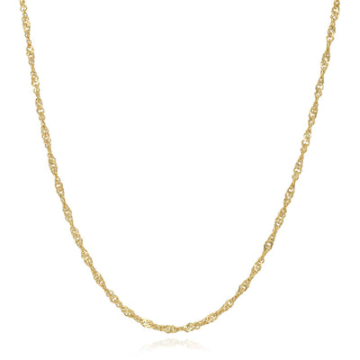 14K Gold 2mm Singapore Chain (Solid Links) 16"-24"