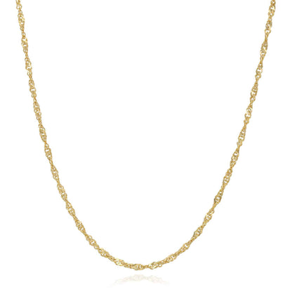 Solid 14K Gold 2mm Singapore Chain Necklace 16"-24"