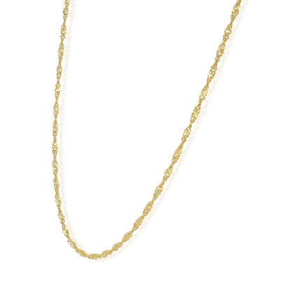 Solid 14K Gold 2mm Singapore Chain Necklace 16"-24"