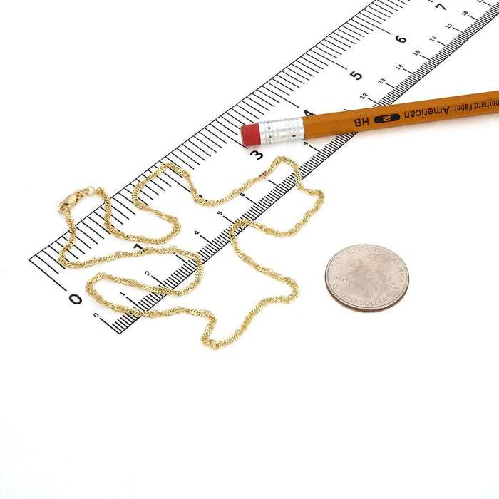 14K Gold 2mm Singapore Chain (Solid Links) 16"-24"