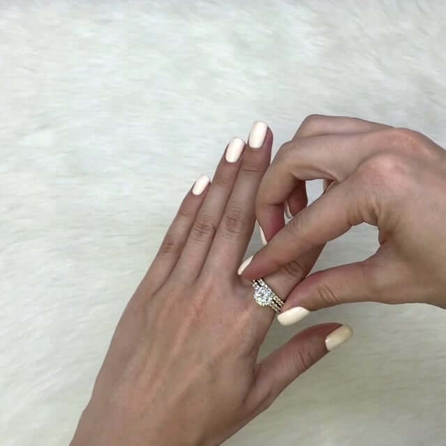 14K Yellow Gold CZ Engagement Ring Wedding Band Bridal Set 2.95CT