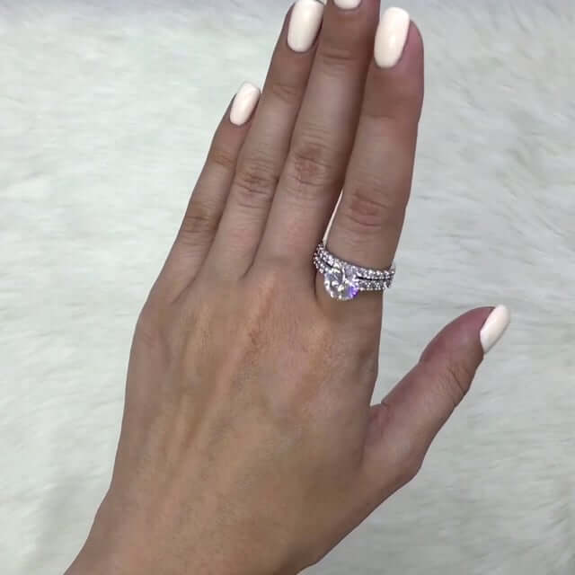 2.95CTW CZ 14K Gold White Engagement Wedding Band Bridal Ring Set