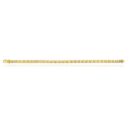 10K Gold Two-Tone Yellow White 5mm Square Bicycle Rolo Bracelet (Hollow) 8.5"