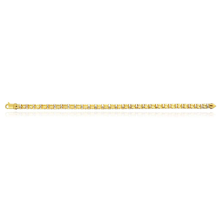 10K Gold Two-Tone Yellow White 5mm Square Bicycle Rolo Bracelet (Hollow) 8.5"