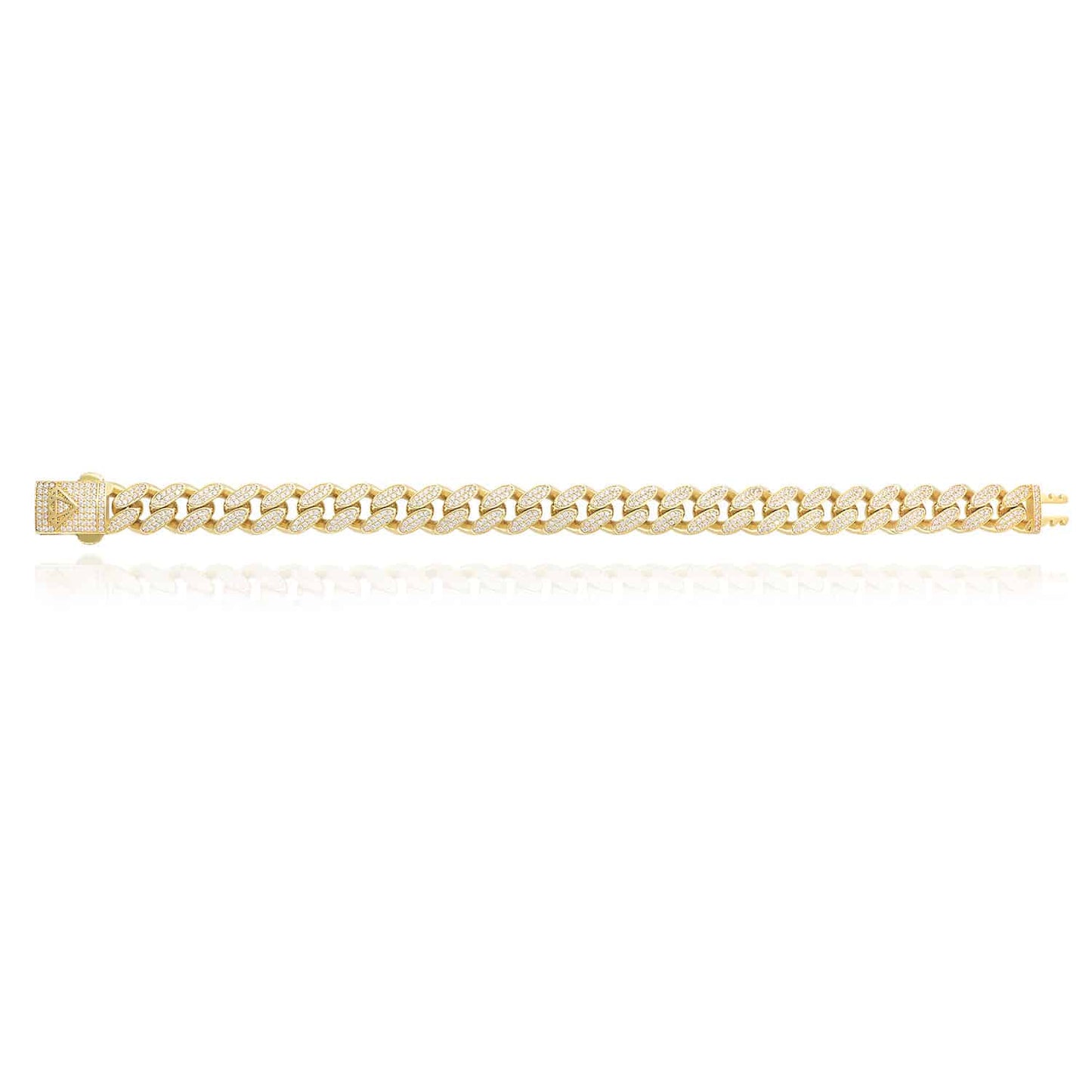 14K Gold CZ Pave 11mm Hollow Miami Cuban Bracelet 8.25"