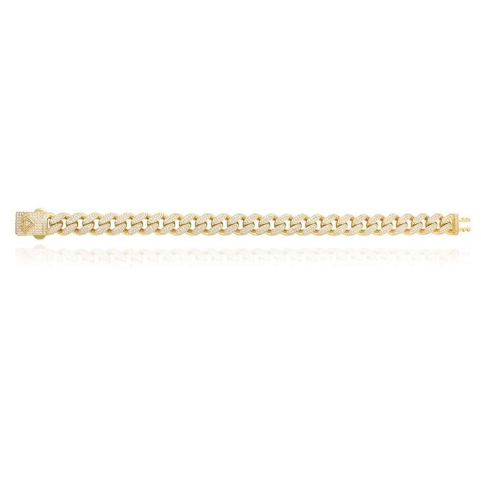 14K Gold CZ Pave 11mm Miami Cuban Bracelet (Hollow) 8.25"