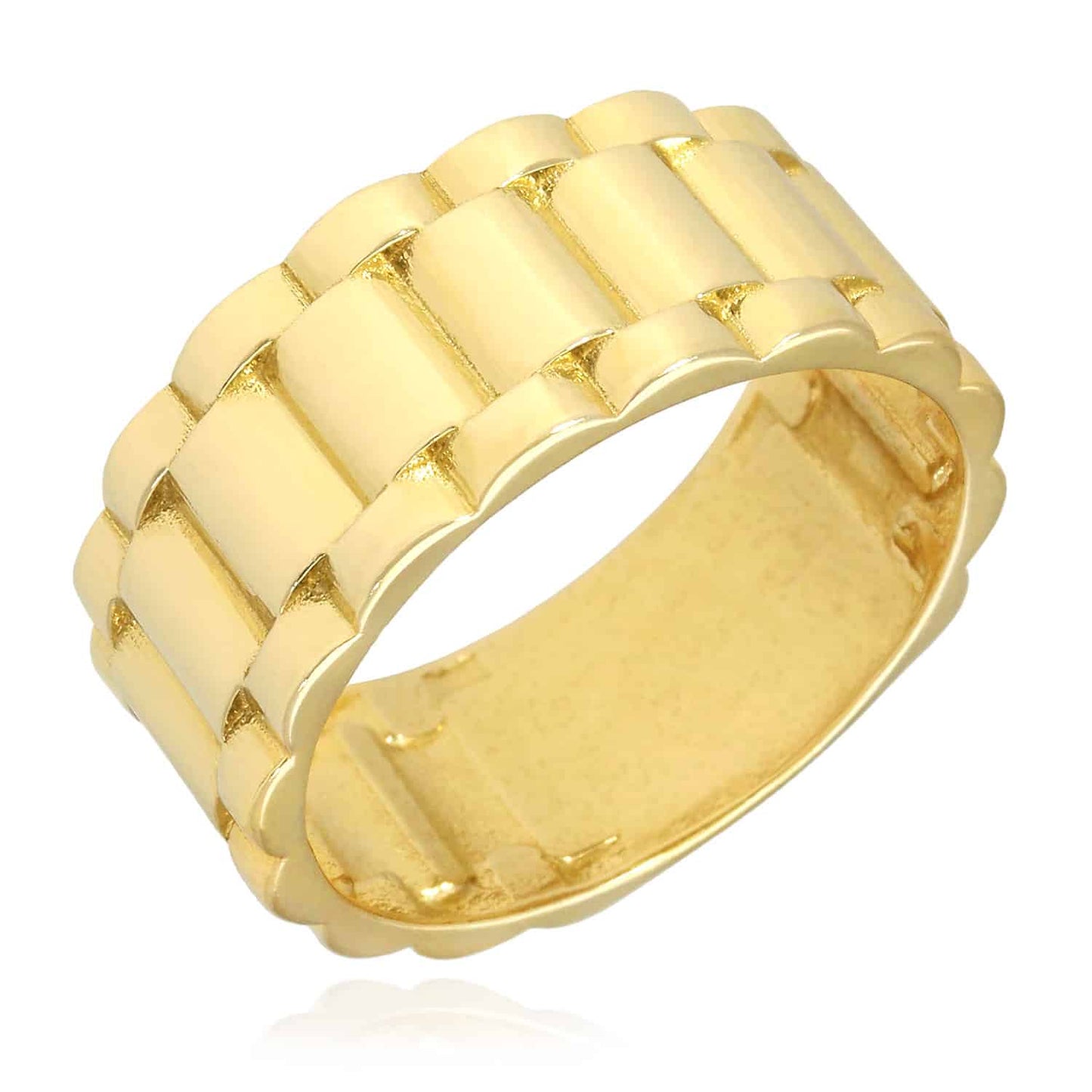 Solid 10K Real Gold Yellow 9.5mm Jubilee Band Ring